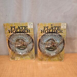 Vintage Wire Wall Mounted Solid Brass Plate Holder Up to 7.5"